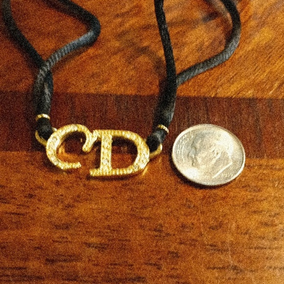 Authentic Christian Dior Black Choker Necklace CD Initials - Picture 3 of 4
